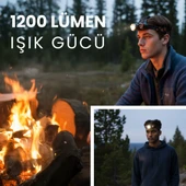 UpWay 13600 mAh Şarjlı Kafa Lambası - Odaklanabilir Mercekli Kafa Feneri thumbnail 4