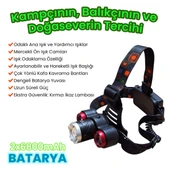 UpWay 13600 mAh Şarjlı Kafa Lambası - Odaklanabilir Mercekli Kafa Feneri thumbnail 3