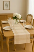 PAMUK'S DESİGN Jasmin Keten Krem Bohem Şık Masa Örtüsü Runner 35x150 cm thumbnail 7