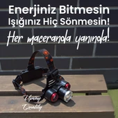 UpWay 13600 mAh Şarjlı Kafa Lambası - Odaklanabilir Mercekli Kafa Feneri thumbnail 2