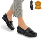 Muya Momento 6 Nokta Anatomik %100 Deri Kadın Ayakkabı Siyah thumbnail 2