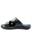 253 Siyah Erkek Jelli Kapalı Hakiki Deri Terlik thumbnail 2