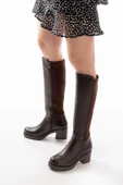 5109-3060 Kahverengi Topuklu Fermuarlı Günlük Kadın Çizme thumbnail 4