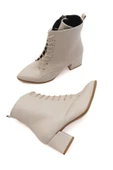 Katerina Bej (5cm) Kalın Topuklu (5cm) Sivri Burun Bağcıklı Günlük Kadın Bot thumbnail 4