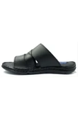 251 Siyah Erkek Jelli Kapalı Hakiki Deri Terlik thumbnail 2