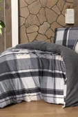 Markis Gri Çift Kişilik %100 Pamuk Flanel (Pazen) Nevresim Takımı thumbnail 4
