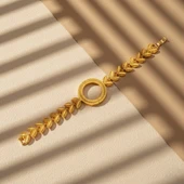 Altın Kaplama İmitasyon Zirkon Taşlı İki Çeyrekli Çerçeve Bileklik BLK-1186 thumbnail 4