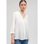 V YAKA UZUN KOLLU BLUZ thumbnail 2