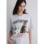 KEDİ BASKILI MODELLİ TİŞÖRT thumbnail 5