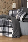 Markis Gri Çift Kişilik %100 Pamuk Flanel (Pazen) Nevresim Takımı thumbnail 3