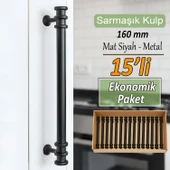 15 Adet Sarmaşık Kulp Mat Siyah 160 mm Kulp Mobilya Mutfak Dolabı Çekmece Dolap Kapak Kulpu Kulbu Metal Kulpları thumbnail 1