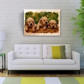 Şirin Yavru Köpekler Yağlıboya Kanvas Tablo 50 x 70 thumbnail 2