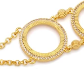 Altın Kaplama İmitasyon Zirkon Taşlı İki Çeyrekli Çerçeve Bileklik BLK-1186 thumbnail 2