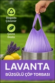 30 Adet Orta Boy Kokulu Büzgülü Çöp Poşetleri Lavanta Limon Çilek Kokulu Çöp Torbaları 55x60 CM thumbnail 9