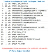 Taraftar Siyah Beyaz 16 Kişilik Full Doğum Günü Seti thumbnail 2