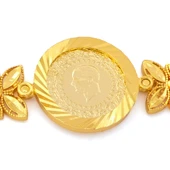 Altın Kaplama İmitasyon Çiçek Desenli Yarım Altınlı Bileklik BLK-1176 thumbnail 2