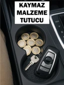 Araba Bardak Altlığı Silikon Araç İçi Kaymaz Mat Telefon Para Malzeme Tutucu Siyah Renk 65 mm 2 ADET thumbnail 3