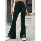 Lucky Life Kadın Yüksek Bel Paçaya Doğru Genişleyen Kadife Pantolon thumbnail 2