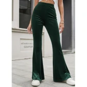 Lucky Life Kadın Yüksek Bel Paçaya Doğru Genişleyen Kadife Pantolon thumbnail 3