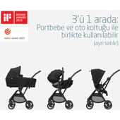 Maxi-Cosi Leona2 Çift Yönlü Uzatılabilir Sırt Desteği Tam Yatabilir Bebek Arabası Twillic Black thumbnail 4