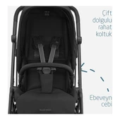Maxi-Cosi Leona2 Çift Yönlü Uzatılabilir Sırt Desteği Tam Yatabilir Bebek Arabası Twillic Black thumbnail 9