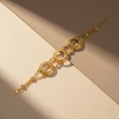 Altın Kaplama İmitasyon Çiçek Desenli Üç Çeyrekli Çerçeve Bileklik BLK-1180 thumbnail 4