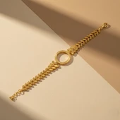 Altın Kaplama İmitasyon Çiçek Desenli Yarım Çerçeve Bileklik BLK-1177 thumbnail 5