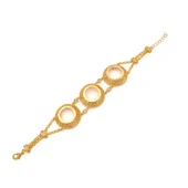 Altın Kaplama İmitasyon Çiçek Desenli Üç Çeyrekli Çerçeve Bileklik BLK-1180 thumbnail 1