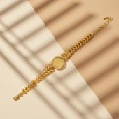 Altın Kaplama İmitasyon Çiçek Desenli Çeyrek Altınlı Bileklik BLK-1178 thumbnail 4