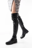 165-Streç Siyah Diz Üstü Fermuarlı Günlük Kadın Çizme thumbnail 5