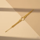 Altın Kaplama İmitasyon Çiçek Desenli Çeyrek Çerçeve Bileklik BLK-1179 thumbnail 5