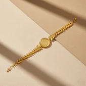 Altın Kaplama İmitasyon Çiçek Desenli Yarım Altınlı Bileklik BLK-1176 thumbnail 4