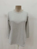 Lucky Life Kadın Uzun Kollu Yuvarlak Yaka Arkadan Düğmeli Waffle Bluz thumbnail 4