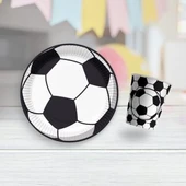 Taraftar Siyah Beyaz 8 Tabak, 8 Bardak, 10 Peçete, 8 Mısır Kutusu thumbnail 2