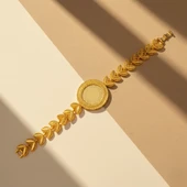 Altın Kaplama İmitasyon Çiçek Desenli Yarım Altınlı Bileklik BLK-1184 thumbnail 4