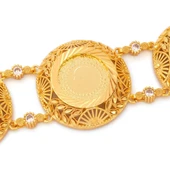 Altın Kaplama İmitasyon Çiçek Desenli Üç Çeyrek Altınlı Bileklik BLK-1181 thumbnail 2