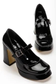 Kadın Siyah Rugan Özel Tasarım Platform Topuklu Ayakabı thumbnail 3