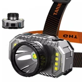 800 Lümen Şarj Göstergeli Cob LED Usb'li Şarjlı Kafa Lambası thumbnail 2