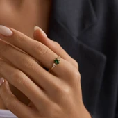 Markis Detaylı Turmalin Taşlı Altın Yüzük thumbnail 1