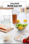 Akrilik Şeffaf 5 Parça Sürahi & Rende & Süzgeç & Mini Süzgeç & Kaşıklık & Mutfak Çeyiz Seti thumbnail 1
