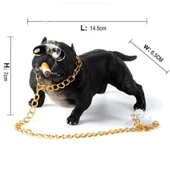 Pitbull Oto Dekor Torpido Süsü Siyah Renk- Similasyon Köpek Zincirli Model thumbnail 3