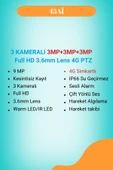 Venas 3 Kameralı 4g Sim Kart Ile Ve 12 Volt Adaptör Ile Çalışan 9mp Telefona Kurulan Güvenlik Kamerası thumbnail 2
