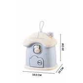 Piev Dekoratif Sevimli Anahtarlı Ev Baca Para Kumbarası Mavi thumbnail 3