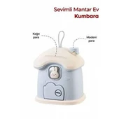 Piev Dekoratif Sevimli Anahtarlı Ev Baca Para Kumbarası Mavi thumbnail 2