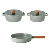 Neoflam Fika Gri 5 Parça Döküm Tencere ve Tava Seti thumbnail 1