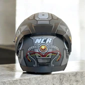 NCR KASK KAPALI VİSÖRLÜ M69 ECE22-06 BELGELİ GRİ ROBOTİK DİZAYN thumbnail 2