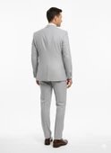 Gri Kruvaze İtalyan Kesim Erkek Takım Elbise – Slim Fit Modern Mikro Desen Kumaş thumbnail 3