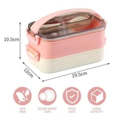 Vagonlife Bento 1500ml 2 Katlı 3 Bölmeli Paslanmaz Çelik Yemek Kutusu Pembe thumbnail 2