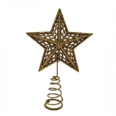 Yılbaşı Ağacı Tepe Yıldızı 15cm Simli Altın Dore Çam Ağacı Tepelik Süsü thumbnail 1