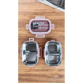 Akayev 1650ml İki Katlı 4 Bölmeli Çelik Yemek Kabı Pembe thumbnail 4